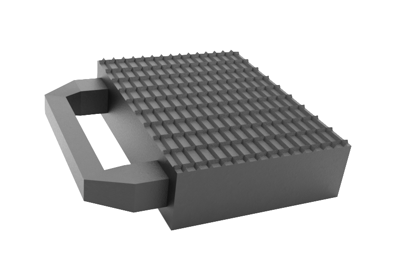 Rubber block "with safety handle" for universal use on scissor lifts 160 x 120 x 40 mm