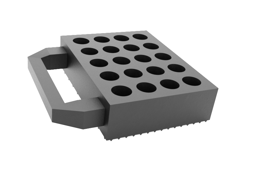Rubber block "with safety handle" for universal use on scissor lifts 160 x 120 x 40 mm