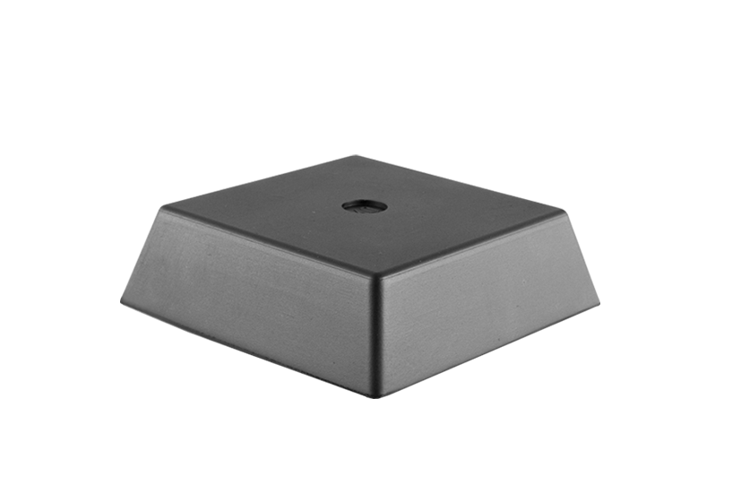 Front view of a black, square rubber pyramid block (item number 23000251) for scissor lifts, with rounded tooth pattern on the surface.