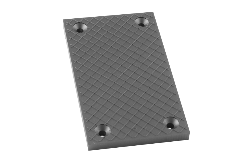 Front view of a black, rectangular rubber plate (item number GK53/12) for vehicle lifts, with four holes for bolting to the lifting plate.