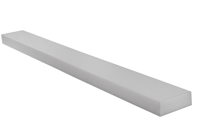 Angled view of a white, rectangular polymer block (item no. PE-900-SH-49) for lifting vehicles.