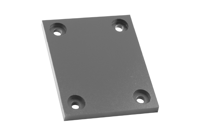 Front view of a black, rectangular rubber pad (item number ROTARY-FJRP) for vehicle lifts, with four holes for bolting to the lifting plate.