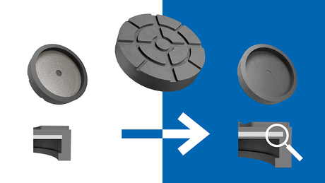 Verstärkungsplatte jetzt vollständig eingummiert. Kein Metall auf Metall mehr. Mehr Grip auf dem Tragteller.