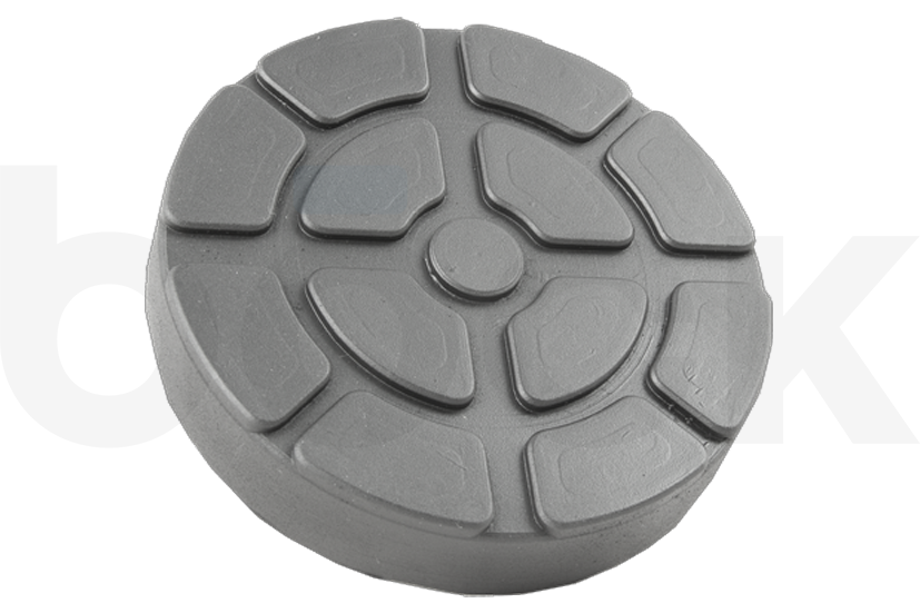 Tampon en caoutchouc avec plaque en acier adaptée aux plateformes élévatrices RAVAGLIOLI, WERTHER diamètre 123 mm