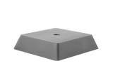 Vorderansicht eines schwarzen, quadratischen Gummi-Pyramidenklotzes (Artikelnummer 165037) für Scherenhebebühnen.