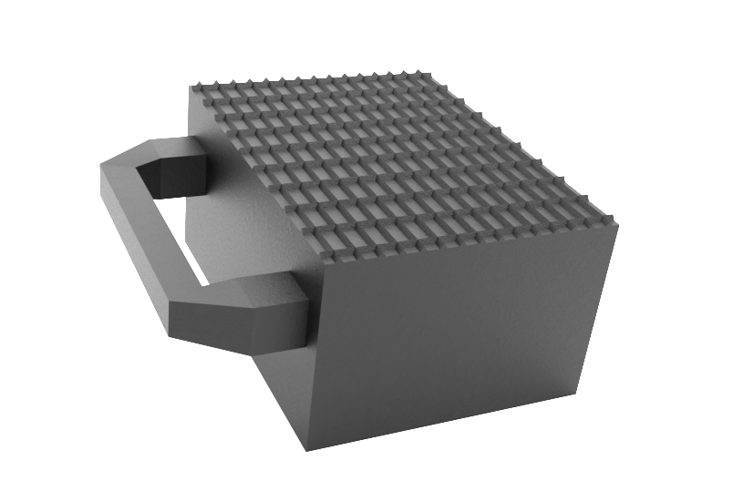 Rubber block "with safety handle" for universal use on scissor lifts 160 x 120 x 80 mm
