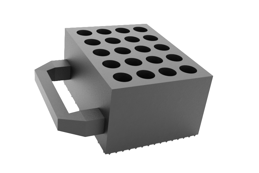 Rubber block "with safety handle" for universal use on scissor lifts 160 x 120 x 80 mm