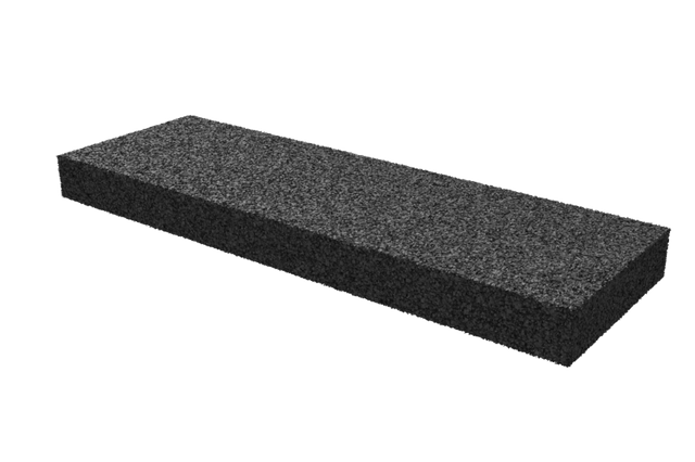 Schrägansicht der schwarzen, rechteckigen Ausgleichsplatte AP-PAE.600.200.H50-OG für KFZ-Hebebühnen.