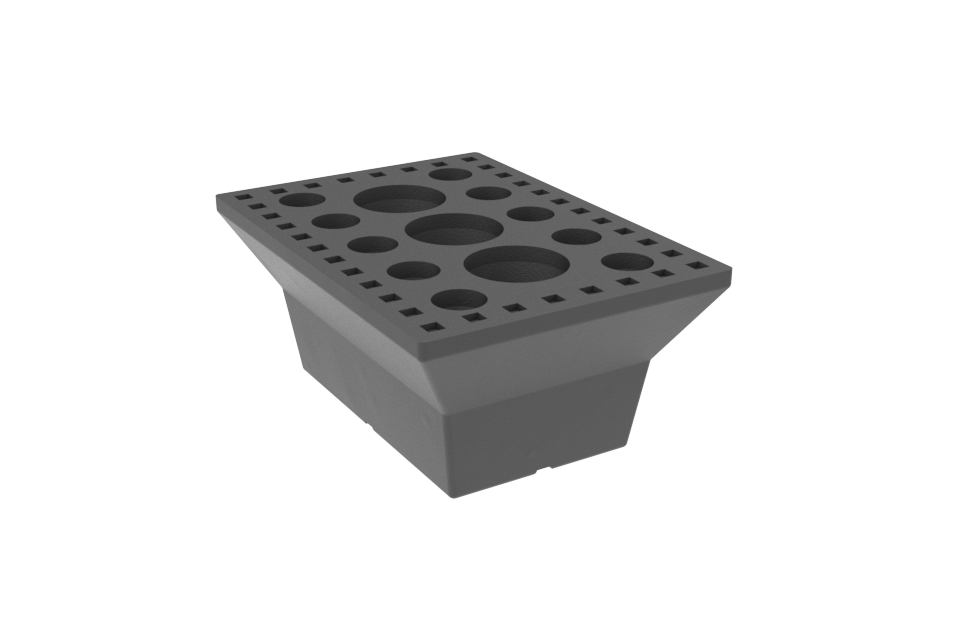 Rubber block for electric and hybrid vehicles for scissor lifts dimensions 140 x 100 x 60 mm