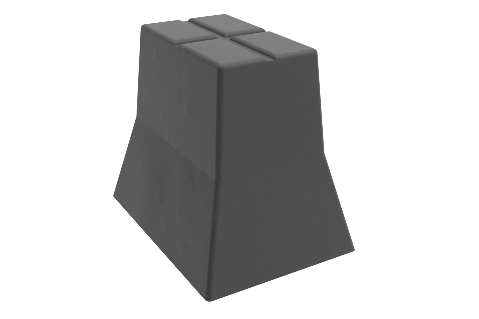 Rubber block for electric and hybrid vehicles for scissor lifts dimensions 140 x 100 x 120 mm