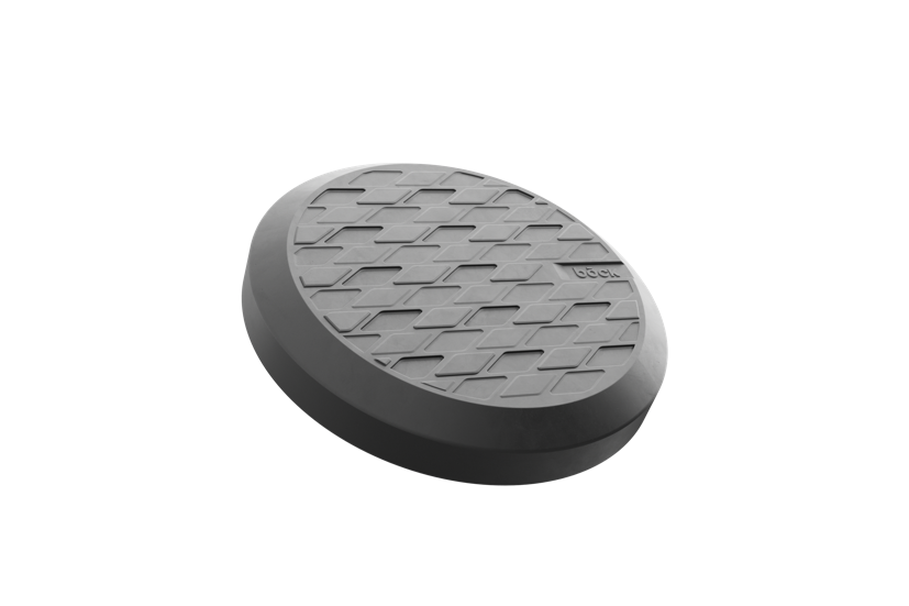 tampone in gomma con piastra in acciaio versione heavy duty compatibile con sollevatori ROTARY, RAVAGLIOLI, HERRMANN, ATH-HEINL diametro 123 mm